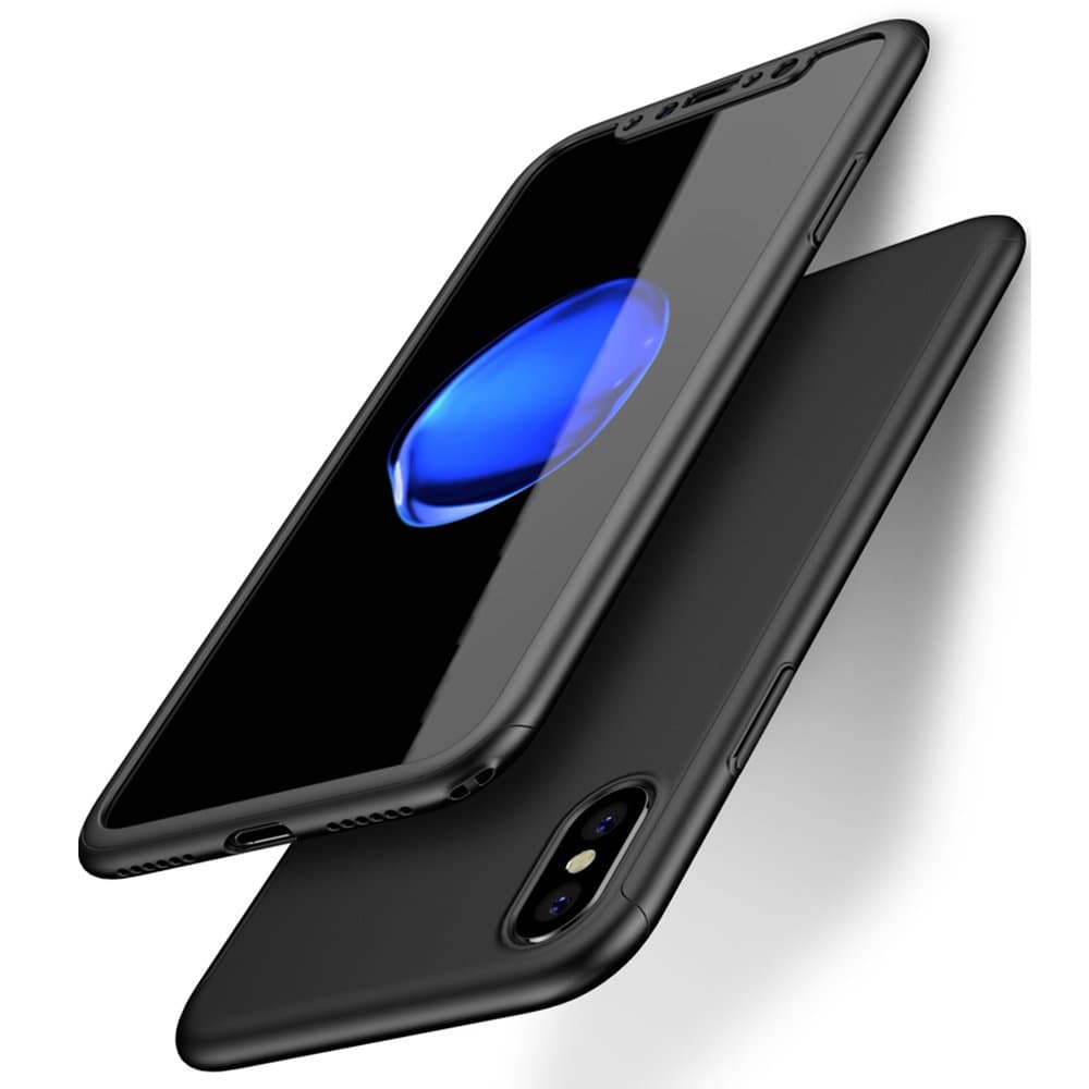 Huabaina iPhone X 360 protection Case, 360 Degree All-around Ultra Thin Full Body Coverage Protection Dual Layer Hard Slim Case Protector For iPhone X (Black)