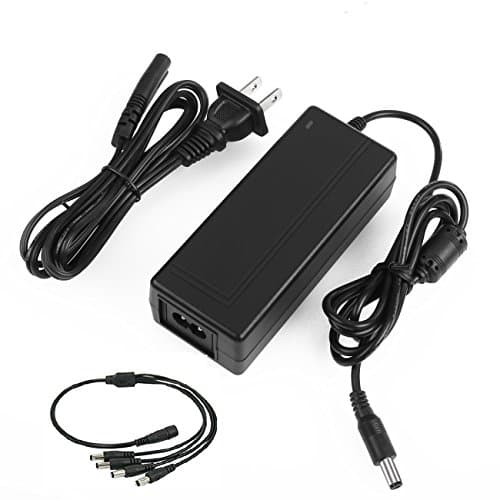 CamVtech USA 12V 3A (3000mA) AC DC Power Supply Adapter + 1 Female to 4 Male Power Splitter Adapter for 4 Camera CCTV Security Surveillance Systems