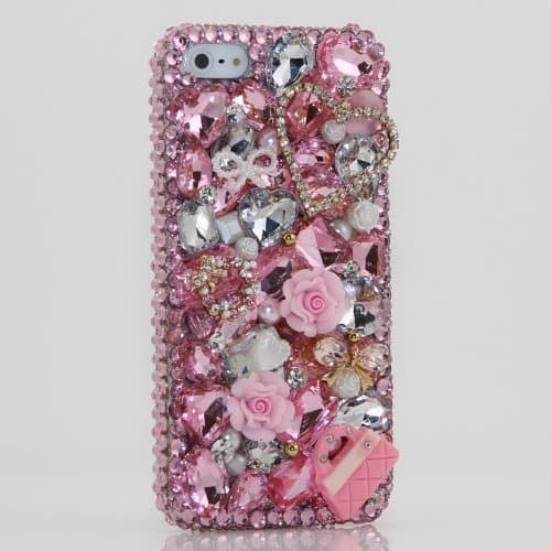 BlingAngels® 3D Luxury Bling iphone 5 5s Case Cover Faceplate Swarovski Crystals Diamond Sparkle bedazzled jeweled Design Back Snap-on Hard Case + Free Stylus and Water-Resistant Bag (100% Handcrafted by BlingAngels) (Pink Purse Design)
