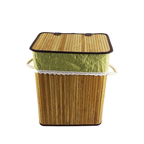 Eco Laundry Hamper | Size L Gorgeous Natural Bamboo Clothes Home Basket Bag Sorter Toy Organizer with Lid Rope Handles and Removable Canvas Liner | High Capacity Storage | Brown | 206.4