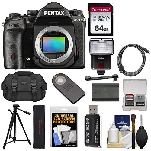 Pentax K-1 Mark II Full Frame Wi-Fi Digital SLR Camera Body with 64GB Card + Battery + Flash + Tripod + Cases + Kit