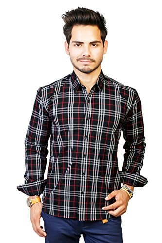 Trendster Checkered Black-Red-White Shirt
