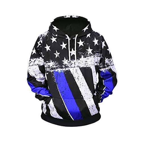 Men's Hoodie Sweatshirts，3D Digital Printing Creative Flag Print Pullover Fashion Long-Sleeved Casual Comfortable Tops (Color : Picture Colour, Size : XXXL)