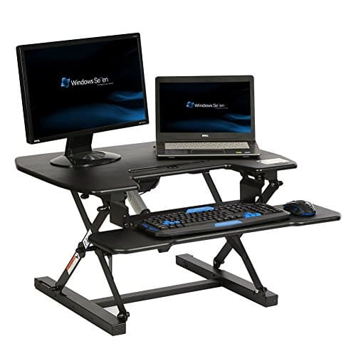 lilac Electric Height Adjustable Standing Desk Riser with Keyboard Tray Black