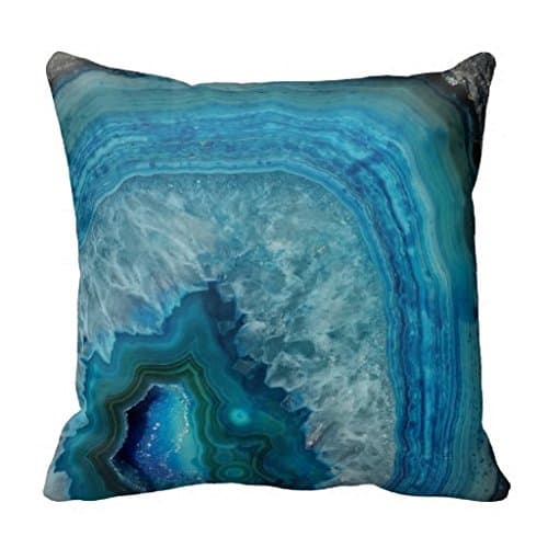 Blue geode crystal design cushion throw PillowCase 16x16