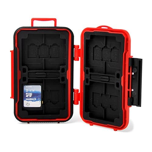 KH6 Memory Card Case, Professional Shock Resistant Protector Memory Card Carrying Case, 8SD/4CF/12MSD card storage Case(Red)