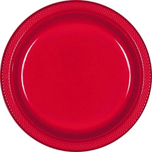 amscan Red Dinner Plastic Plate Party Pack 22.8cm-20 Pcs