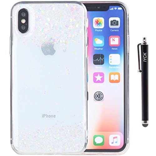 iPhone X Case, iPhone Xs Case, iYCK Luxury Bling Glitter Sparkle [Gradient Color] Transparent Flexible Soft Rubber Gel TPU Protective Shell Bumper Case Cover for iPhone X/Xs 5.8inch - Silver