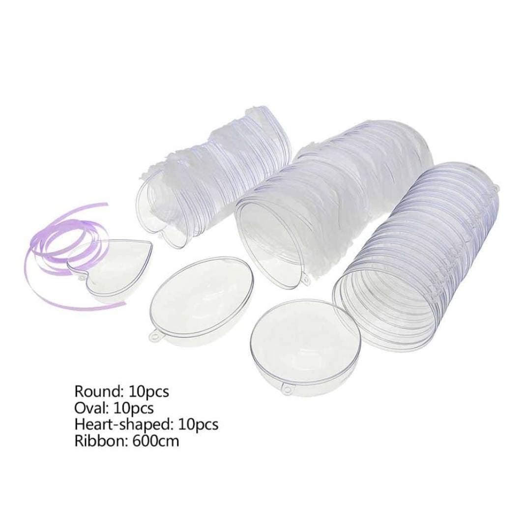 Clear Fillable Ball Baubles Open Plastic Heart Oval Globe Xmas Tree Ornaments for Wedding Birthday Decor