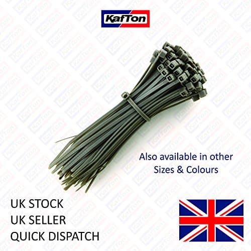 KafTon Nylon Cable Ties 200mm x 4.8mm Grey Zip Ties Zip tie Wraps - Pack of 50