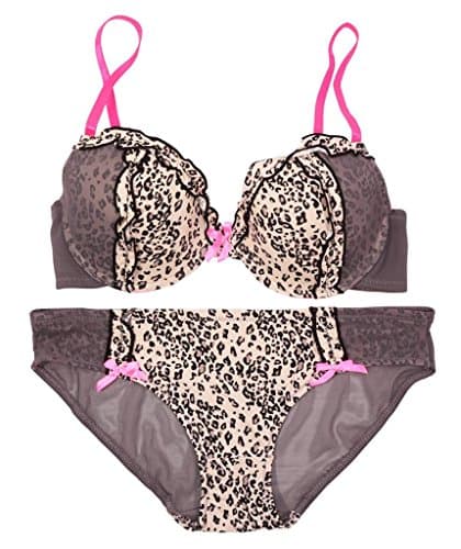 2-Pc Women's Ruffle Leopard Bra & Panties Set
