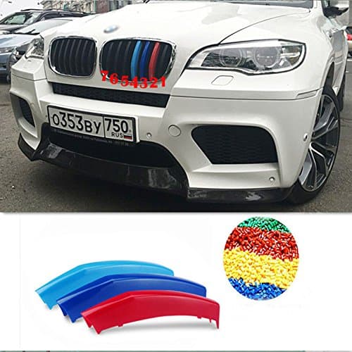 BizTech ® Clip In Grille Inserts Compatible with BMW X6 E72 E71 2012-2014 7 Beams Stats Bars M Power M Sport Tech Bonnet Hood Kidney Stripes Cover