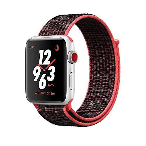 Esay Watch Sport Loop Band, Adjustable Closure Wrist Strap Lightweight Breathable Nylon Replacement Band for Apple Watch Nike+, Series 3/2/1, Sport, Edition (38MM, Bright Crimson / Black)