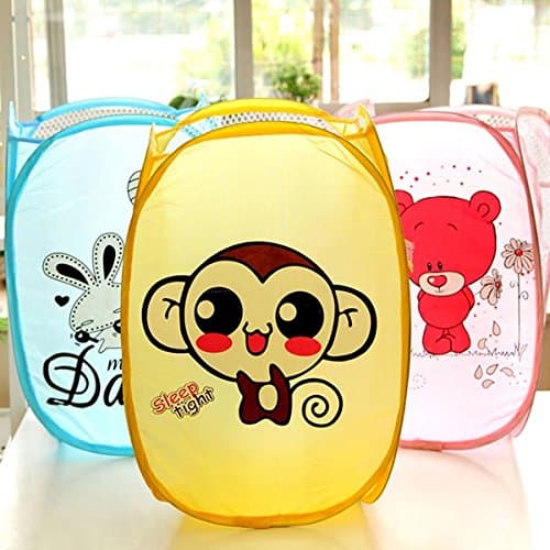 Cartoon Portable Laundry Storage Basket Foldable Clothes Mesh Bag (Random: Pattern)