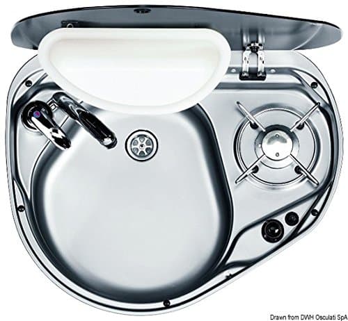 Osculati 50.804.21 - Hob and left sink w/tilted glas lid