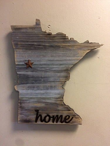 Minnesota State Wood Sign State Shape Rustic Hanger 17 x 15 Add a Rusty Star or Personalize Cutout for Wedding Guestbook