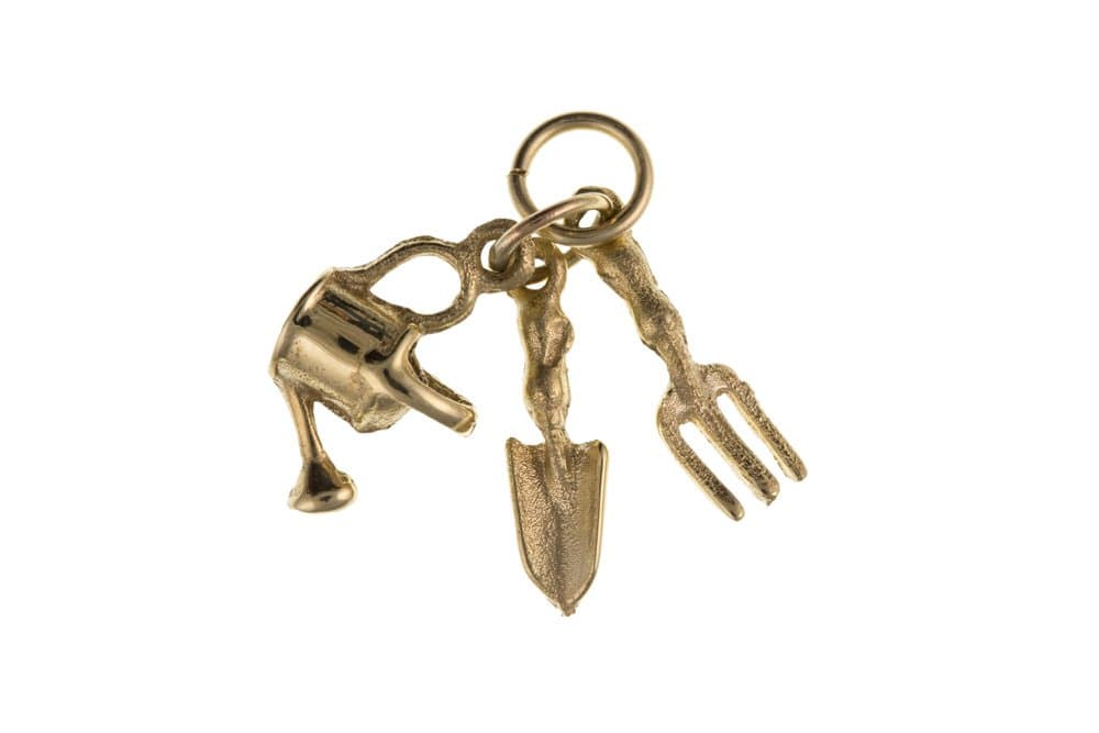 Solid 9ct Yellow Gold Gardening Tools Charm