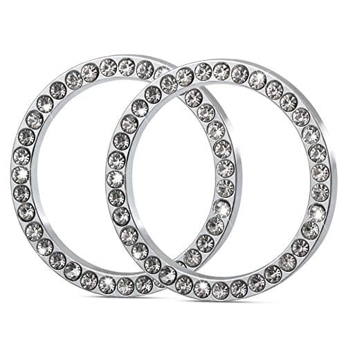2Pcs Car Decor Crystal Rhinestone, Auto Engine Start Stop Decoration Crystal Interior Ring for toyota tacoma Tundra Corolla Avalon Land Cruiser Hilux Sienna Prius Camry Rav 4 Highlander,etc All Models
