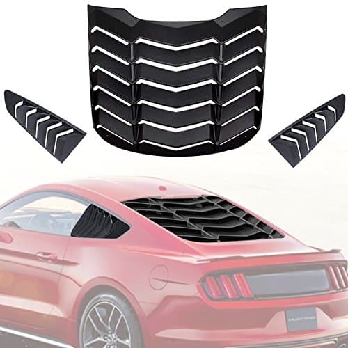 AVOMAR Matte Black ABS Rear Window Louvers and Quarter Side Window Scoop Louvers Fits for Ford Mustang 2015 2016 2017 2018