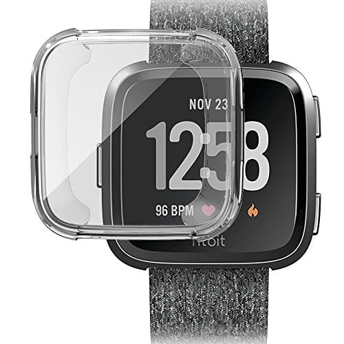ToaPoia Fitbit Versa Case, Ultra-Thin HD Clear Soft TPU Cover Case [Scratch-Proof] All-Around Protective Bumper Screen Protector for Fitbit Versa Smart Watch