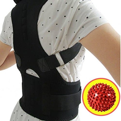 Back Brace Posture Corrector with Magnet Therapy | Clavicle Support for Women and Men PLUS Deep Tissue Massage Ball - Extra Large (XL)