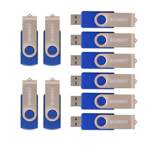BaiBest 10PCS 8GB Flash Drive 8G Usb 2.0 Flash Drive Memory Stick Swivel Drive-blue