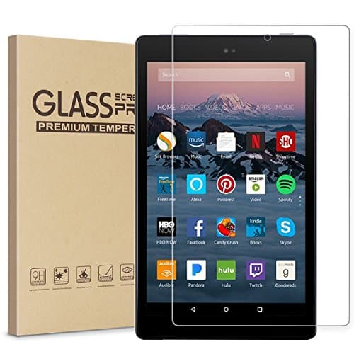 Fire HD 10 Screen Protector, Tempered Glass Screen Protector Film for All-New Fire HD 10 Tablet (7th 2017 Release) [9H Hardness] [Crystal Clear] [Scratch Resist] [Bubble Free](1-Pack)