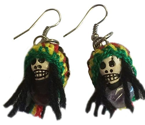 Rasta Skull Earrings Handmade Jamaica Style