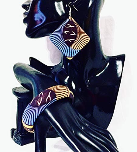 African print/Ankara fabric wooden bangle and earring set
