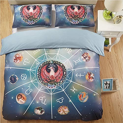 hhlwl Bedding Set Sheets Quilt Cover Pillowcase Home Textile Constellation Divination Four Kits Bedding Set 2.0M Bed, C