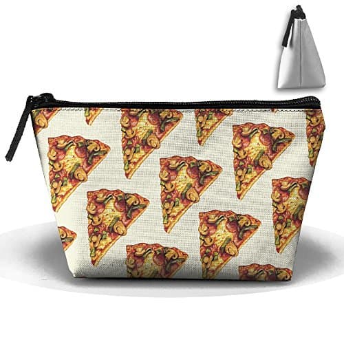 Pepper Mushrooms Ham Pizza Zipper Closure Pouch Travel Multi-functional Cosmetic Bags