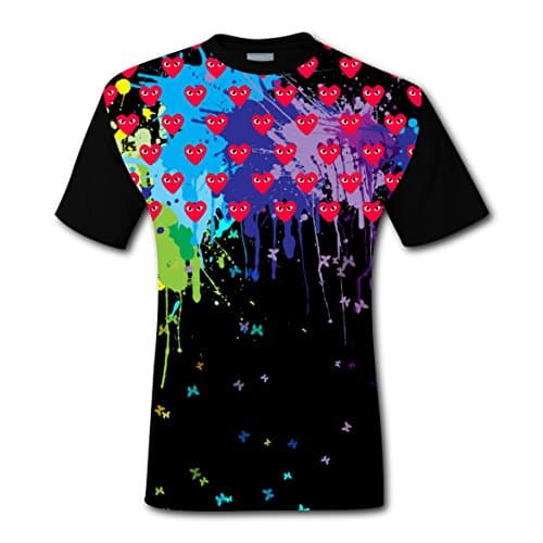 Fashion Design Customized Comme-Des-Garcons Men 3D Printed Short Sleeve tees Round Neck T shirts XL