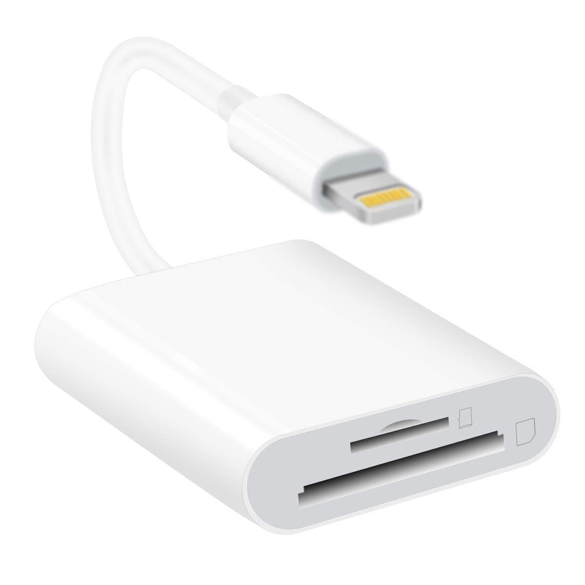 GOLDFOX Dual Slot SD Card Reader Compatible for iPhone iPad, TF & SD Card Camera Reader Adapter, Trail Game Camera Viewer Compatible for iPhone 11/XS/XR/8 Plus/8/7 Plus/7/6s Plus/6s/iPad Pro/Mini/Air