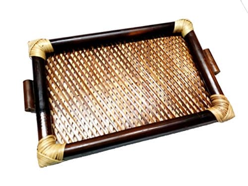 SRIGAM Large Size Wooden Bamboo Serving Tray Tea Serving Tray Breakfast Serving Tray Kitchen Item Serving Tray Bamboo Durable Serving Tray