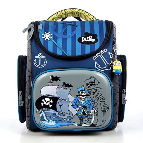 WECNSKY Security High-capacity Skull Pirate Protect Spinal Children Backpack (blue pirate)