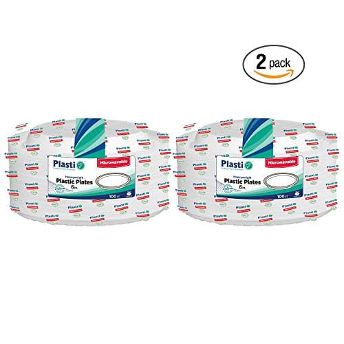 [200 Count] Plasti Plus Disposable Plastic White 6 Inch Dessert Plates, Great For Weddings, Home, Office, School, Party, Picnics, Restaurant, Take-out Fast Food, Outdoor Events, Or Every Day Use,