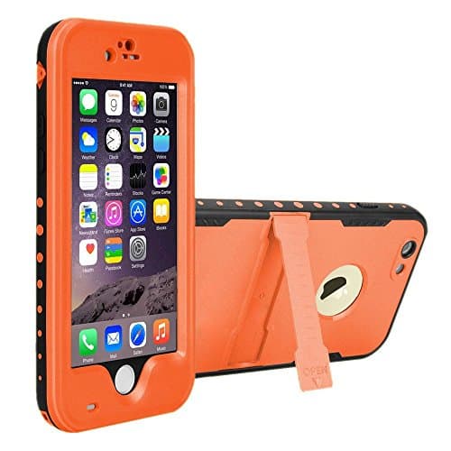 iPhone 6 Plus Waterproof Shockproof Dirtproof Snowproof Triple Layer Kick-Stand Armor Case Cover (Orange)