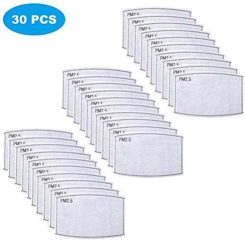 30 PCS PM2.5 activated carbon mask filter, 4 layers of effective filtering protection, prevent air pollution