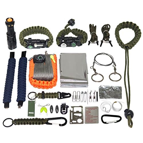 Aopet Outdoor Survival Kits Emergency Adventure Tools Multi Professional Sets Survival Bracelet Thermal Blankets Camping/Wilderness/Traveling/Mountaineering/Hunting