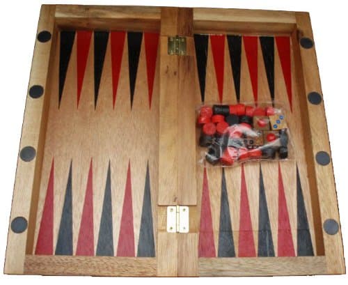 Classic Backgammon Game with Folding Wood Board Perfect for Travel and Storage