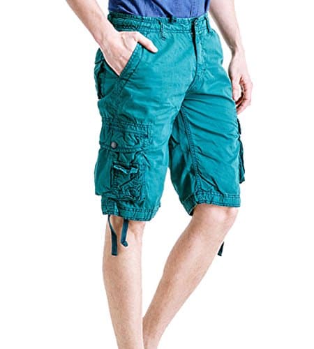 Myncoo Mens Solid Cargo Shorts Loose Style Multi-Pockets 29-40 Grass Green 40