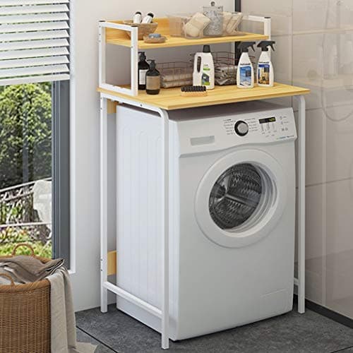 JIAO Washing Machine Shelf ， Rack Shelf ，multi-function Shelf Iron Material Shelf Washing Machine Rack Bathroom Laundry Black,white (Color : White, Size : 2 layer)