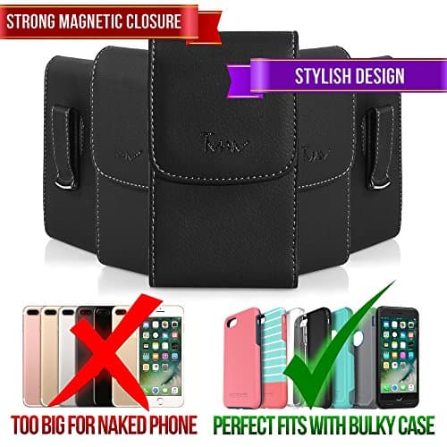 Leather Vertical XLarge Oversize Belt Clip Case Pouch Holster for Microsoft Lumia 550 [PERFECT FITS WITH EXTENDED BATTERY POWER CASE ON IT ]