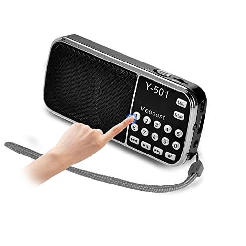 Veboost Portable Mini Speaker MP3 Player with FM Radio Micro SD/TF Card Slot USB Disk FM Radio Y501 Black