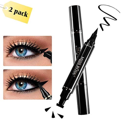 Eyeliner Stamp, Winged Eyeliner Stamp, 2 Pens Double Sided, Matte Black Liquid Eyeliner, Waterproof, Smudge-Proof, Cruelty Free & Vegan, For Perfect Wings & Cat Eyes by WONTECHMI (8 mm glamour)