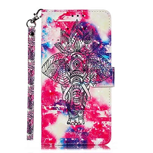 Veapero Nokia 8.1 Plus Case,Shockproof PU Leather Flip Cover Notebook Wallet Case with Magnetic Closure Stand Card Holder ID Slot Folio Soft TPU Bumper Protective Skin,Colorful elephant
