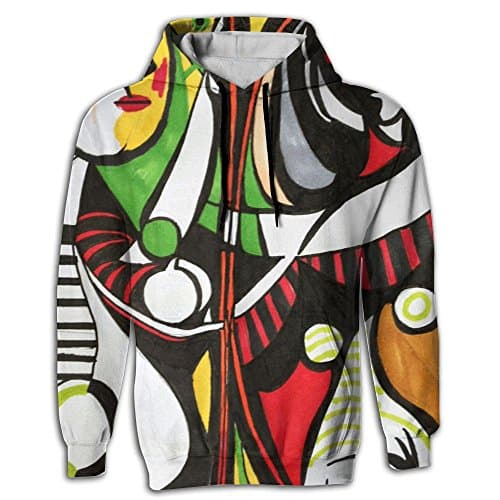 Personalities Stylish Abstract Art Men and Women 3D Print Pullover Hooded Sweatshirt Hoodies With Pockets, Large