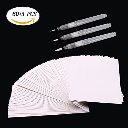 White 100% Cotton Cold Press Watercolour Paper 60 Sheets and Brush Pens 3 Piece (6 x 9 inches)