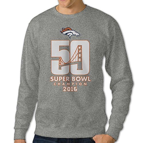 Juice Forus Men's Super Broncos Bowls Pullover Long Sleeve Tshirts Crew Neck Sweatshirt Ash L