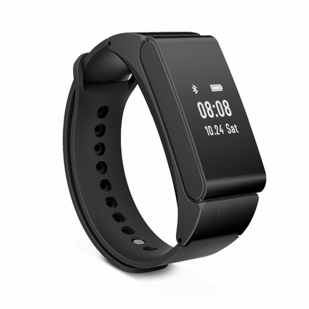 M8 Smart Bracelet Talk Band Bluetooth Headset Support Pedometer Wristband Sleep Monitor for Android iOS Smart Watch Android iOS (Black Silicone Strap)